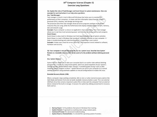 Exercise long Q/A of chapter 2 Class 10th
