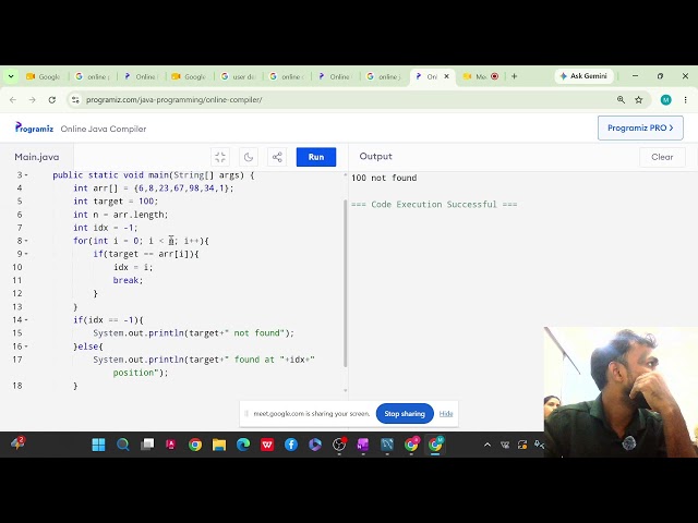 Linear Search Using Java In Hindi