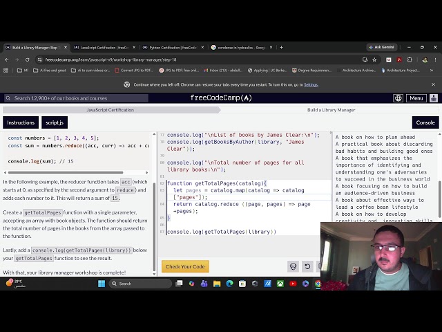 Js on freecodecamp - build a library manger
