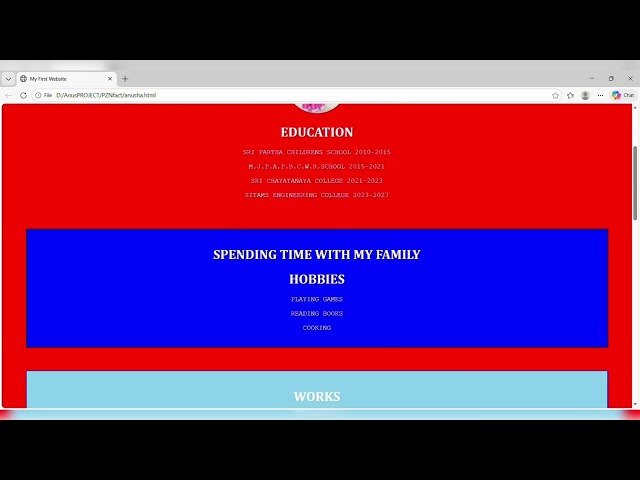 Small website creation live Example using html,css and javascript code (in Telugu)