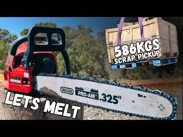 Huge Half Tonne Scrap Pick Up - Granulating Shredding & Chainsaw Melt - ASMR Metal Melting