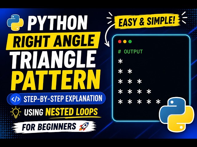 Print Right Angle Triangle Pattern in Python | Easy Nested Loops Tutorial for Beginners 🔥