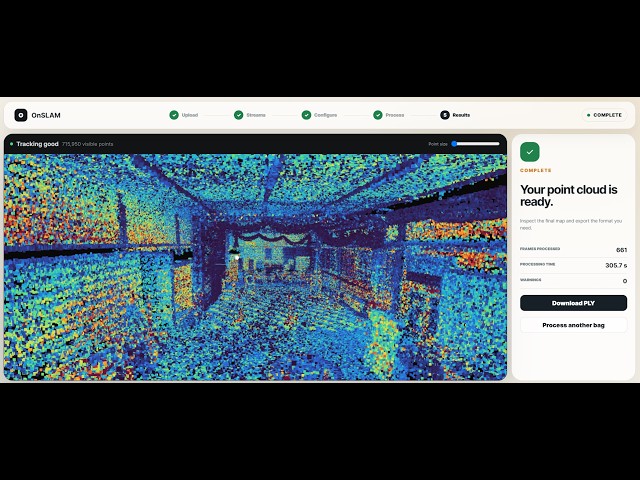 OnSLAM Demo | Run LiDAR-Inertial Mapping from ROS1 Bags on Windows