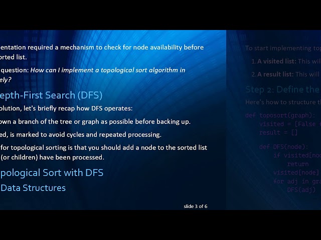 Implementing Topological Sort Algorithm using DFS in Python