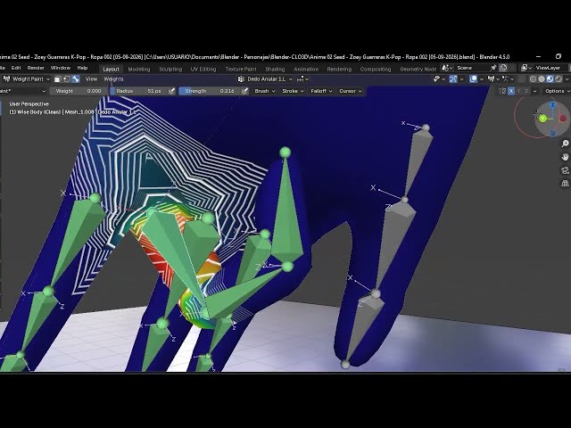 El Weight Paint, otra vez (lo tenia que hacer) - Practicas de Blender