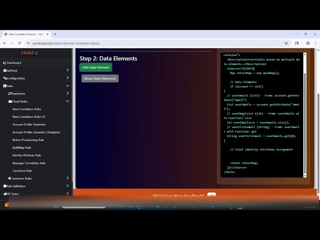 Create SailPoint ISC Correlation Rule via Yasas DevX Suite - Zero Code Solution