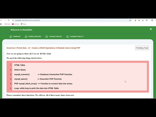 Exercise 2: Fetch & Display User Data in PHP | CRUD Operations Using PHP & MySQL