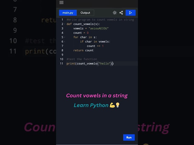 Count Vowels in a String | Python Interview Question #learnpython #pythonprogramming #interview