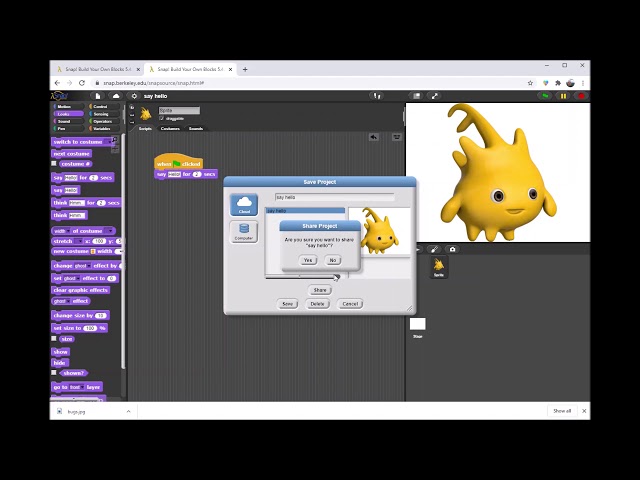 Sharing Your Project in Snap!
