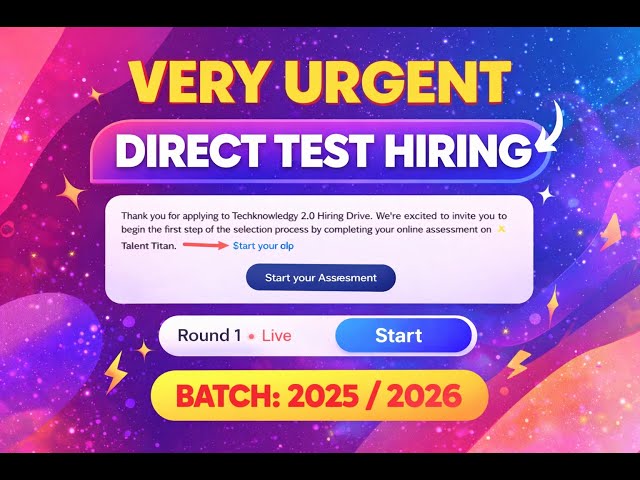 🚀 Direct Test Hiring – No Resume Required | Apply Fast | Off Campus 2025/2026 |  Cyber + Tech Jobs