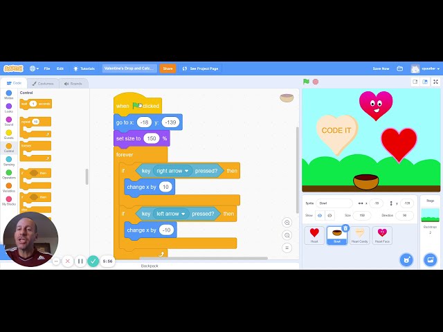 Scratch Valentine's Day Catching Game Tutorial #1