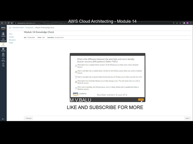 AWS Academy Cloud Architecting Module 14 Knowledge Check Answers | AWS Certified Solutions Architect
