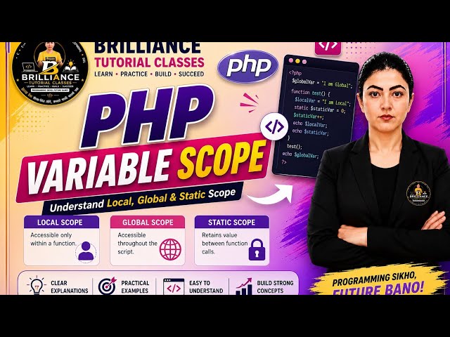 📘 PHP Variable Scope Tutorial | Local, Global & Static Variables Explained #php