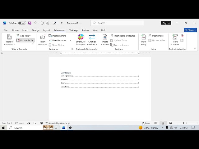 Table Of Contens In Microsoft word ll Basic Computer course Microsoft word