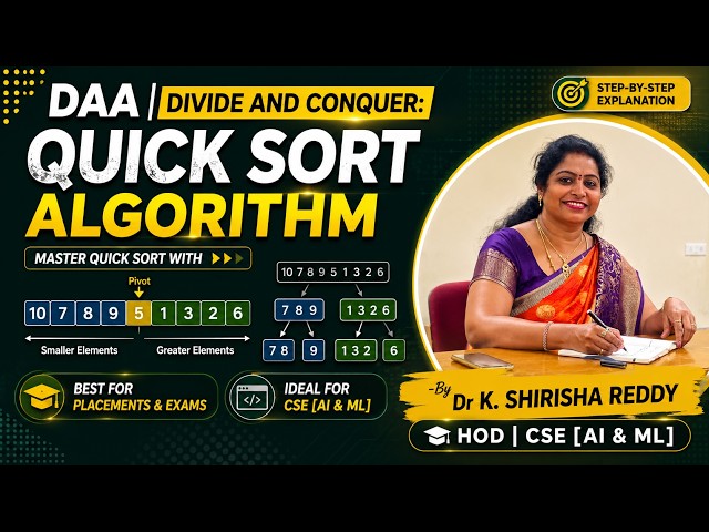 DAA – Divide and Conquer: Quick Sort Algorithm- By K Shirisha Reddy