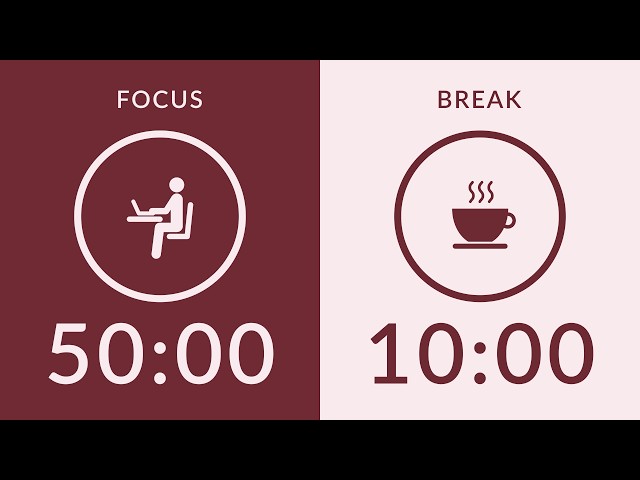 50/10 Pomodoro Timer with Brown Noise 🎧 3-Hour Study with Me for Deep Focus & ADHD ✨