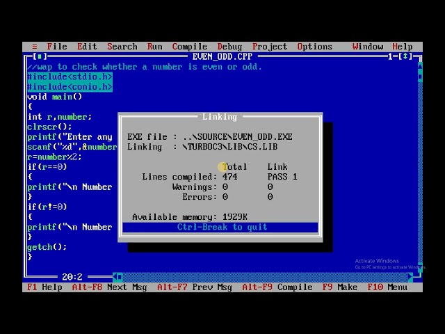 C Program for even or odd