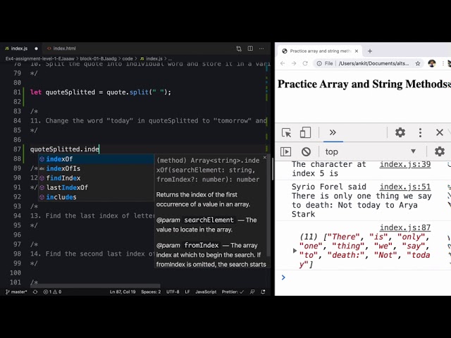 Assignment: Array And String Methods in JavaScript