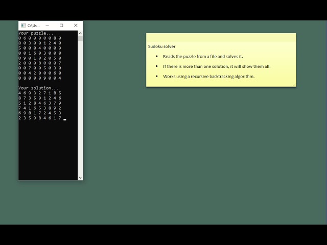 Sudoku solver using a backtracking algorithm