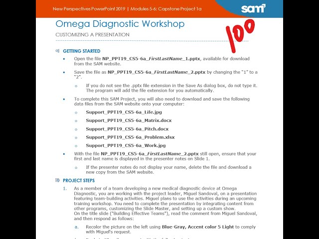 New Perspectives PowerPoint 2019 | Modules 5-6: Capstone Project 1a