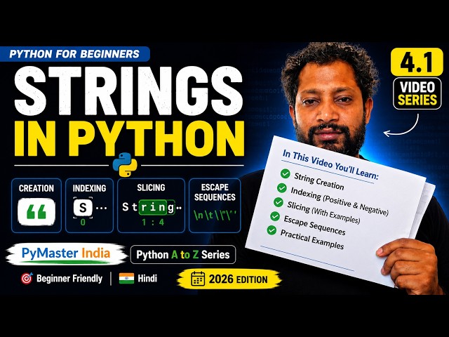 Python Strings Part 1 — Creation, Indexing & Slicing Explained | #4.1 #PyMasterIndia