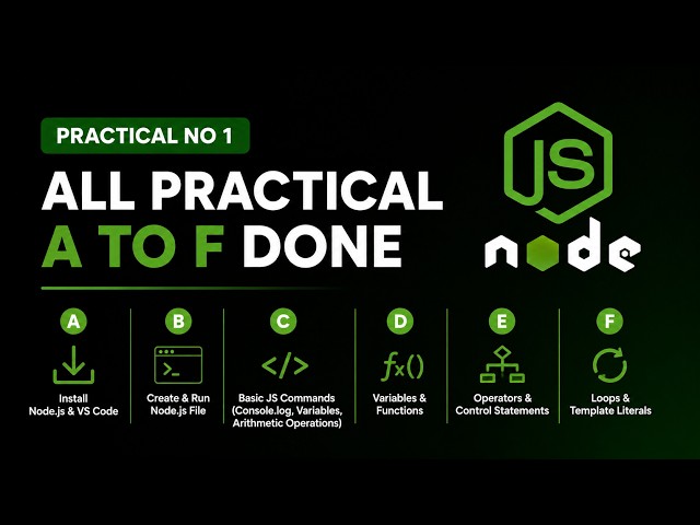 Practical No. 1 (A to F) | Node.js Basics Complete Practical | JavaScript Fundamentals for Beginners