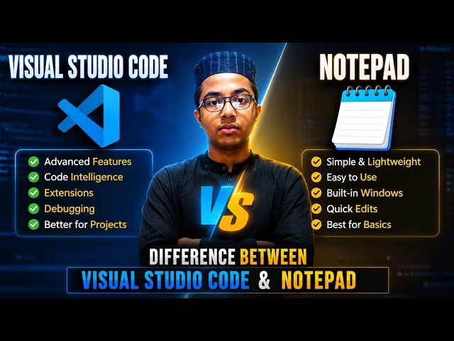 VS code vs note pad | full detail | code editors