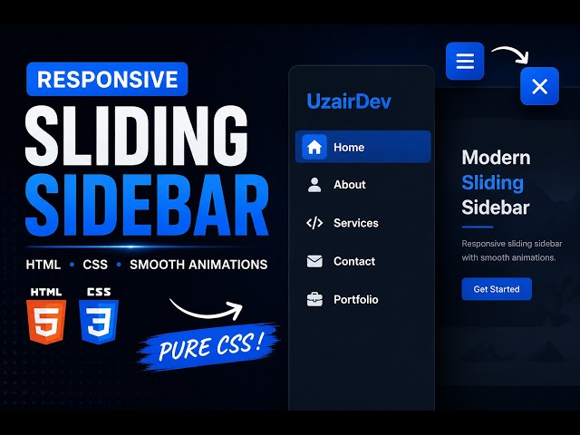 Build a Sliding Sidebar with Pure HTML & CSS Only No JavaScript!