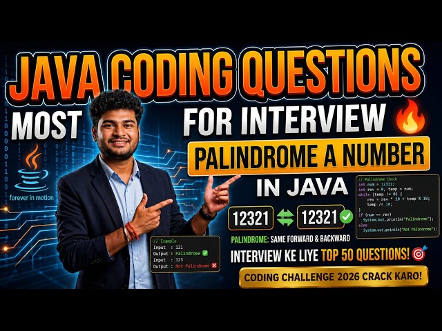 Palindrome Number in Java | Java Coding Interview Question | Placement Coding Question for Freshers