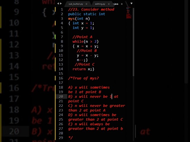 2023 AP Computer Science A MCQ 23