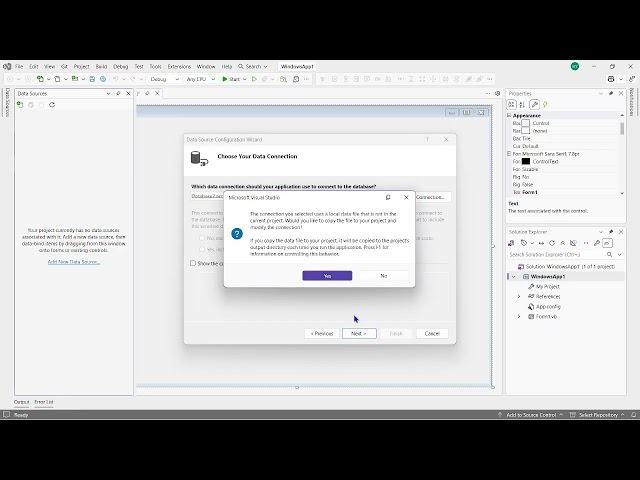 Connecting Access Database to VB.NET using Data Source Configuration Wizard (GUI Method)