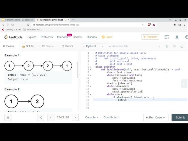 234 Palindrome Linked List Explanation | Tamil | Easy Problem | Leetcode | தமிழ் #leetcode