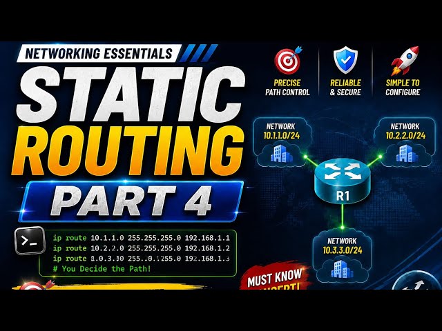 17_5 : 🔥Static Routing Part 4 | Static Route Configuration Explained | Cisco CCNA #ccna #networking 