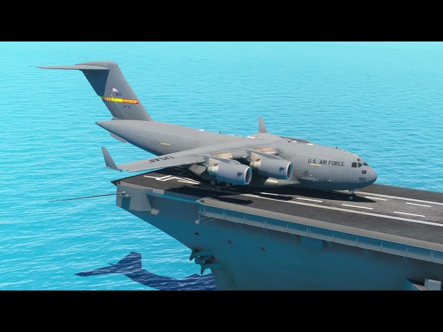 THIS IS IMPOSSIBLE!!! C17 GLOBEMASTER USA Military Fly From Aircraft carrier