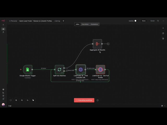 Unlimited Linkedin profile URL's  with this n8n workflow