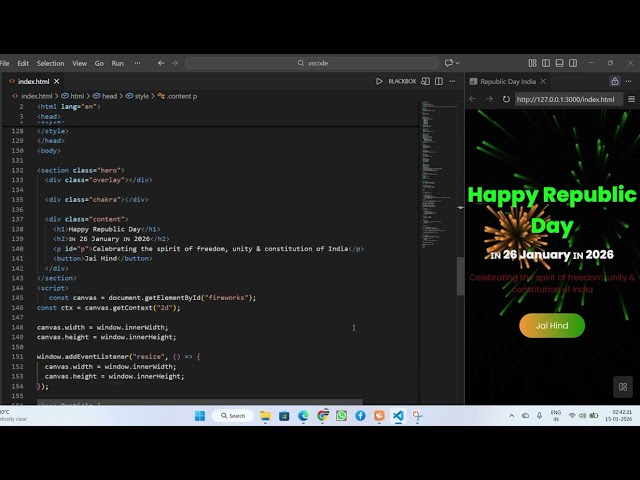 🇮🇳 Republic Day Landing Page – Features including html css and javascript✨