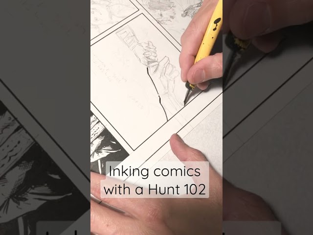 Inking comics with a Hunt 102 nib. Drawing a panel from issue 7 of my creator owned comic book