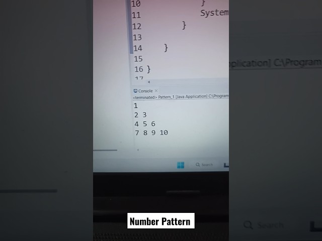 Number pattern using Java 🔥 | #numberpatterns #java #coding #pattern