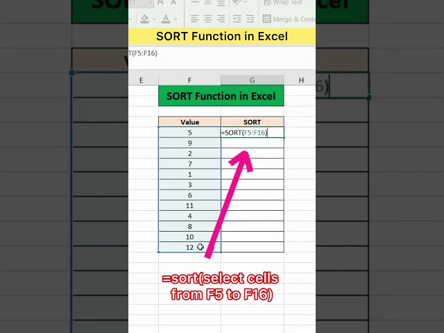 SORT Function in Excel | Advanced Excel Formula #excel #exceltutorial #exceltips
