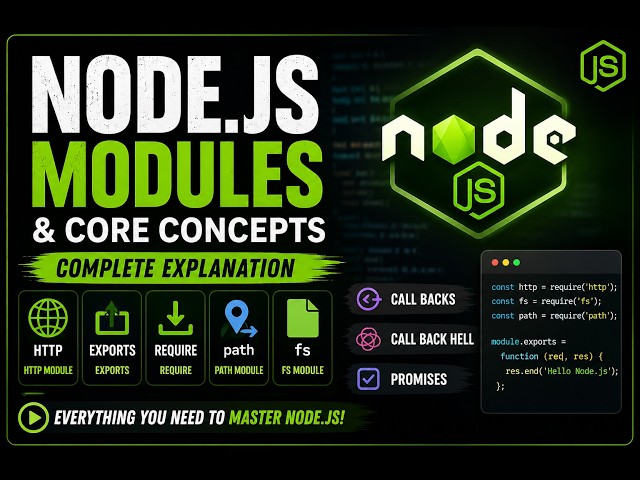 Node.js Modules & Core Concepts Explained | HTTP, FS, Path, Require, Exports, Callbacks & Promises