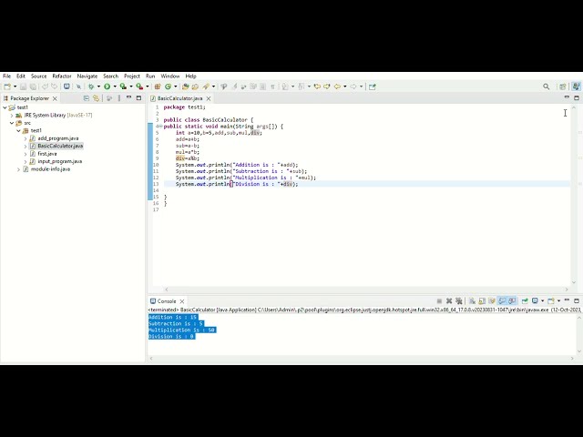 Basic Calculator program in java Eclipse