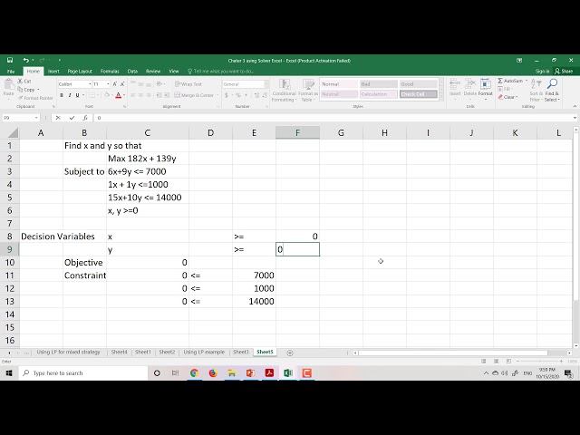 Solver Excel example (Linear Programming Example using Solver)