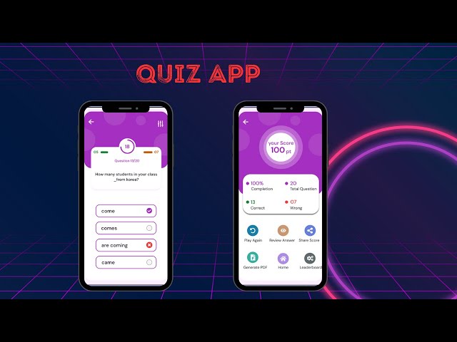 Flutter Quiz App||Complete App with API ||Free API || The Question and choices are from API ||