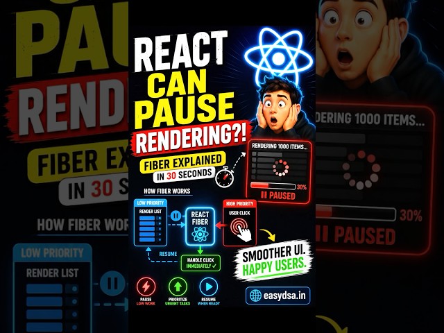 React Fiber Explained in 30 Seconds ⚛️ |Why React Can Pause Rendering 😳 #reactjs #javascript #ai