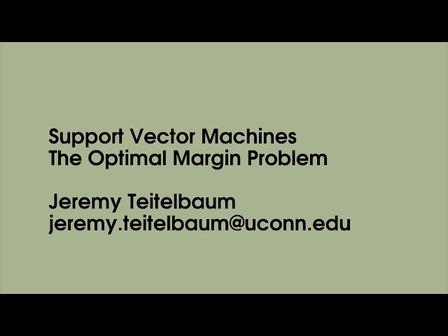 SVM - Optimal Margin Formulation