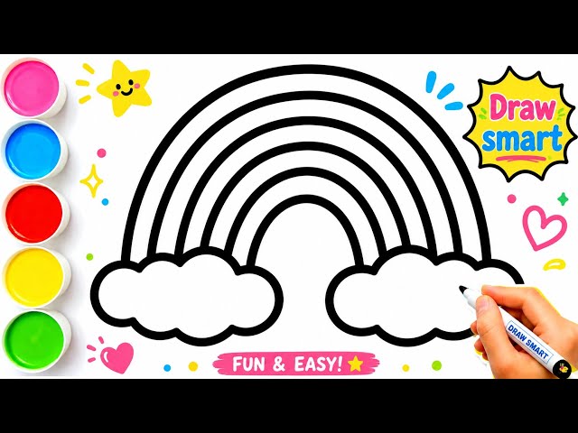 How to Draw a Rainbow and Clouds | How to Draw Rainbow | Rainbow Drawing | Draw Smart