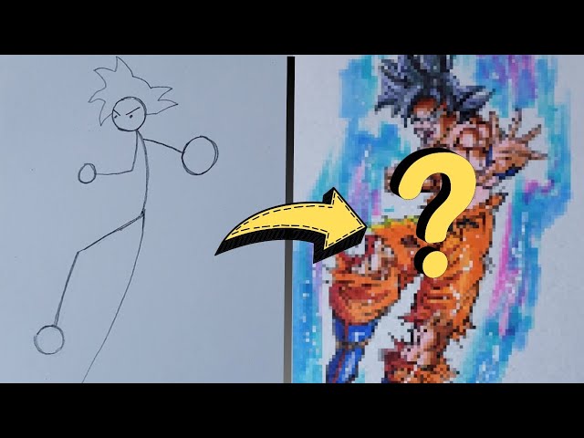 How to Draw Stickman to Goku Mastered Ultra instinct🔥 Epic Drawing Tutorial [ Dragonball ]