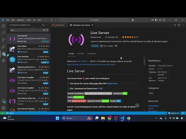 como EJECUTAR un ARCHIVO HTML en VISUAL STUDIO CODE 🚀
