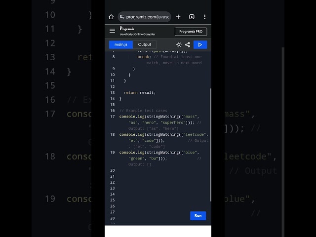 Find Substrings in an Array | JavaScript String Matching Problem | LeetCode Easy Solution