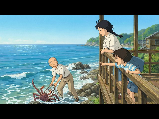 Catching Crabs & Cooking Seafood Curry 🦀 Cozy Rainy Day by the Sea | Ghibli-Style ASMR